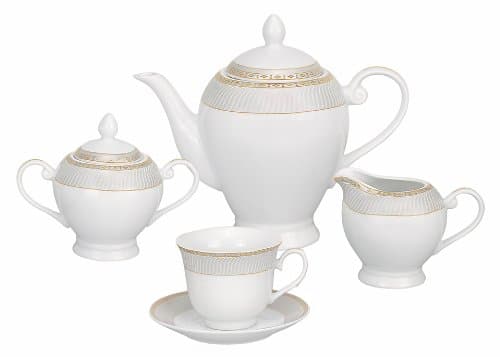 Lorren Home Trends 57-Piece Porcelain Dinnerware Set for 8, Alina-GD