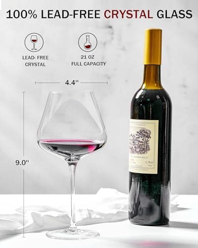 JBHO Lead-Free Crystal Burgundy Wine Glasses - Set of 4, 21 oz
