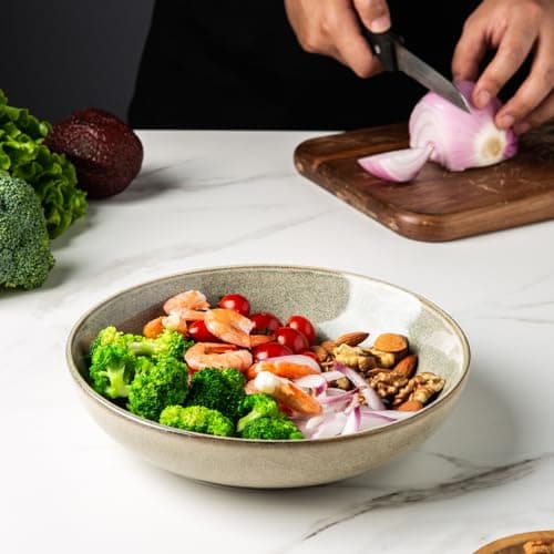 Large 8.5'' Pasta Bowls, Set of 6 Stoneware Serving Bowls