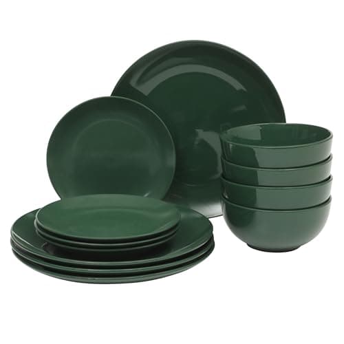 Gibson Home Rockaway Round Stoneware Dinnerware Set, Blue (4 Servings) — Hunter Green