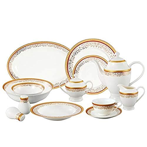 La Luna Collection Red 57-Piece Bone China Dinnerware Set for 8