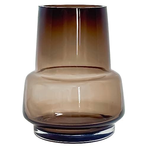 Handmade Modern Large Glass Vase for Flowers, 7.5 Inch (Green) — Brown