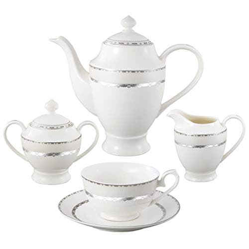 Lorren Home Trends La Luna 57-Piece Silver Embossed Dinnerware Set for 8
