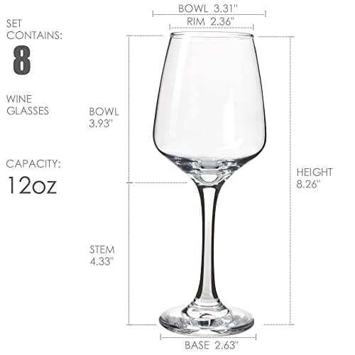 YANGNAY 12 Oz Red & White Wine Glasses, Set of 8, Dishwasher Safe