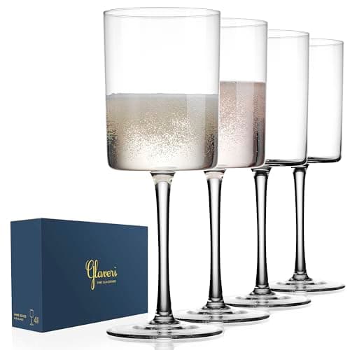 Square Crystal Wine Glass Set - 16 oz, Gift Packaged