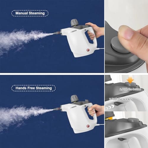 Multipurpose Steam Cleaner with 16 PCS Accessory, 16oz Capacity, Safety Lock, White