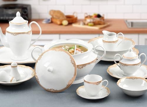 Lorren Home Trends Porcelain Souptureen with Lid Catherine