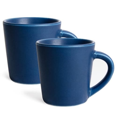 2-Pack White Ceramic Espresso Cups Set for Coffee and Tea — Blue
