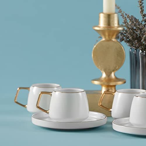 KARACA Saturn Gold Turkish Coffee Cup Set for 6 People