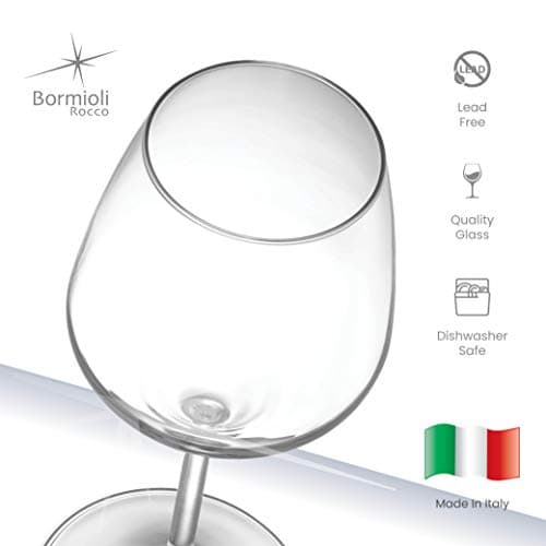 Bormioli Rocco 18oz Red Wine Glasses, Crystal Star Glass, Laser Cut Rim, Elegant Party Sets (Set of 4)
