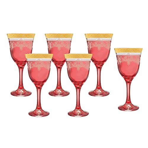 Lorenzo Import Red-Corona Wine Goblets, 9 Oz Set of 6
