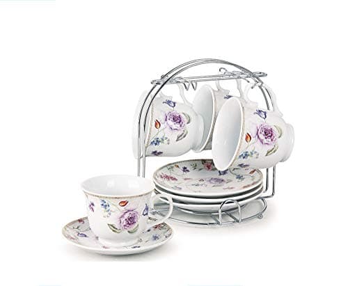 Lorren Home Trends 230-2020 Cups and Saucers, Purple