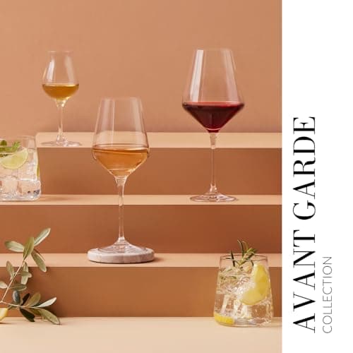Krosno Classic Red Wine Glasses Set of 6, 16.6 oz, Crystal Thin Rim Long Stem Unique