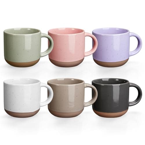 Morandi Color Ceramic Espresso Cups Set of 6, Microwave & Dishwasher Safe