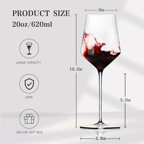 CUBLESS Long Stem Red Wine Glasses Set of 6, 20 oz