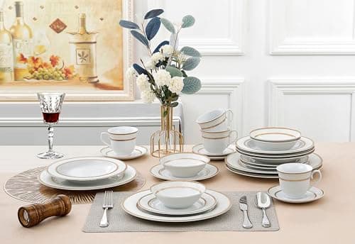 Amelia Gold Dinner Set by Lorren Home Trends