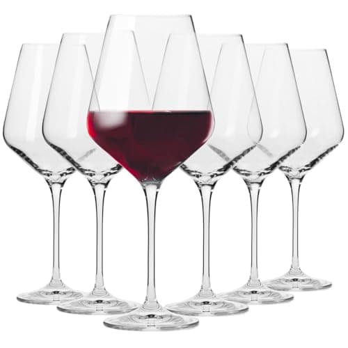 Krosno Classic Red Wine Glasses Set of 6, 16.6 oz, Crystal Thin Rim Long Stem Unique