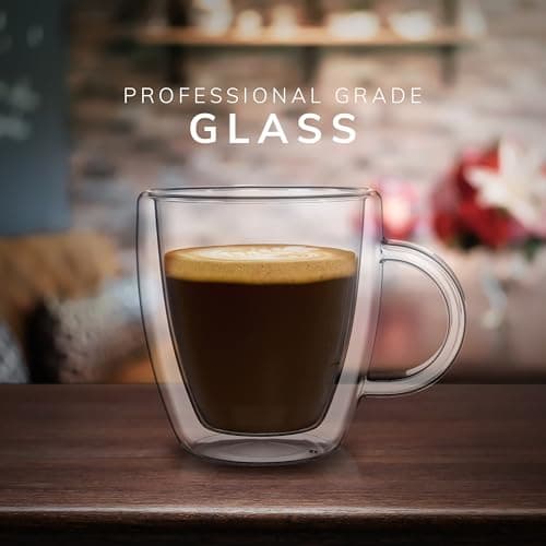 Double Wall Insulated Espresso Mugs (Set of 2) for Mindful Design - 5.4 oz