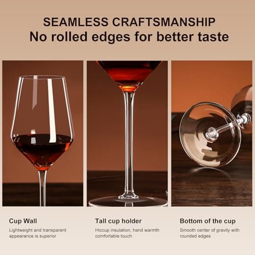 Lead-Free Hand-Blown Italian Crystal Red Wine Glasses Set of 4, 15 oz, Elegant Gift