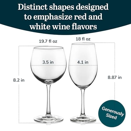 Libbey Vineyard Reserve Red & White Wine Glass Set, Lead-Free Party Gifts
