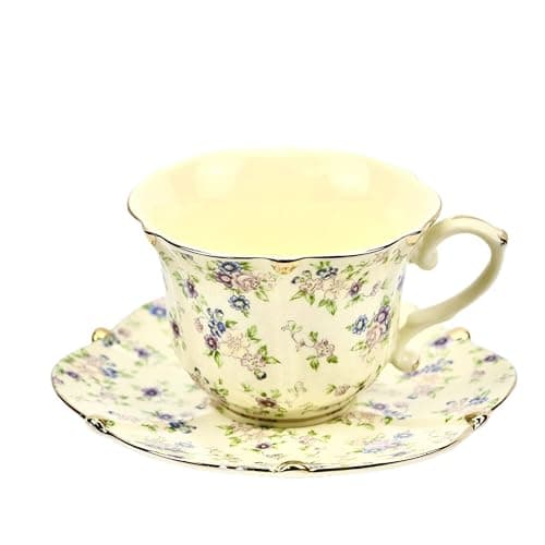 TATSUMI Country Roses 18-Piece Bone China Tea Cup & Saucer Set