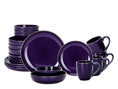 Eur-Nordic Shiny Glaze Grey Dinnerware Set with Speckle Effect — Purple