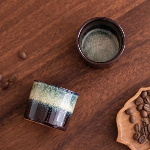 Ceramic Espresso Cups Set of 2, 2.5oz Demitasse Shots