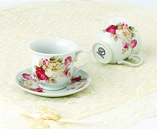 Lorren Home Trends Cups and Saucers, Red