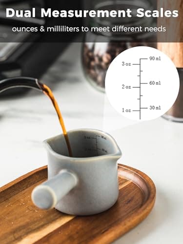 Ceramic Espresso Cups with Dual Measurement Scale, 3 Oz/90 Ml, Blue