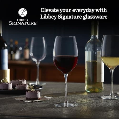 Libbey Signature Kentfield Curvature Wine Glass Set, Red & White, 4-Piece Gift Set