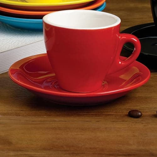 Lorren Home Trends Red Espresso Cups & Saucers, Set of 6