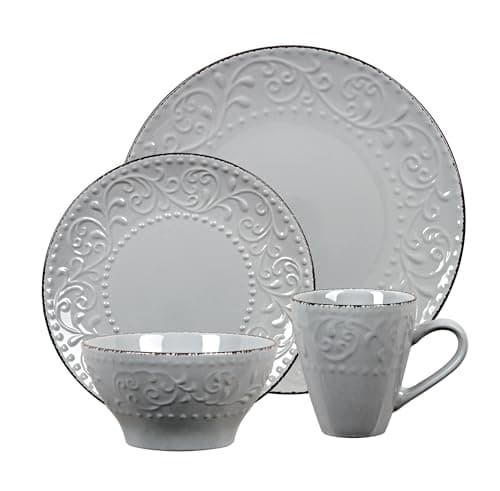 Lorren Home Trends Red Dinnerware Set for Entertaining — Gray