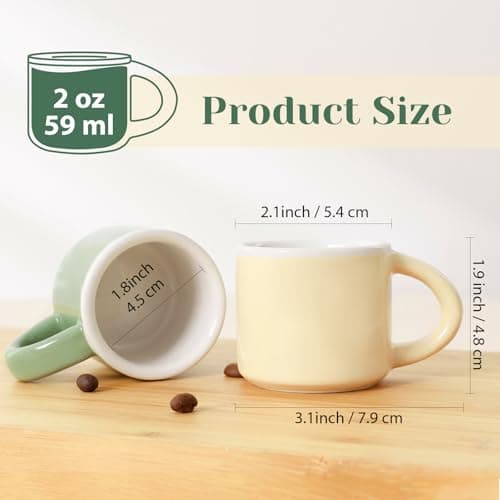 INGOFIN Ceramic Espresso Cups Set of 4, 2 oz Demitasse Mug Accessories