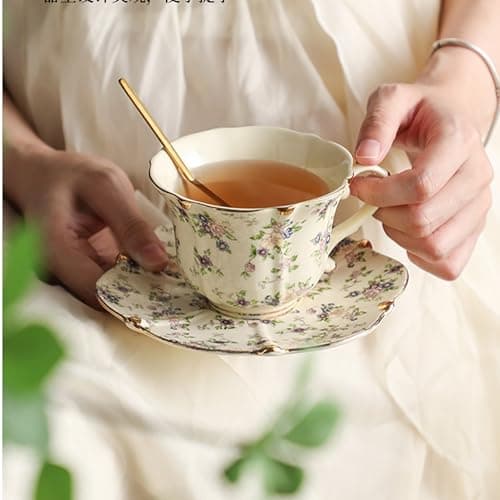 TATSUMI Country Roses 18-Piece Bone China Tea Cup & Saucer Set