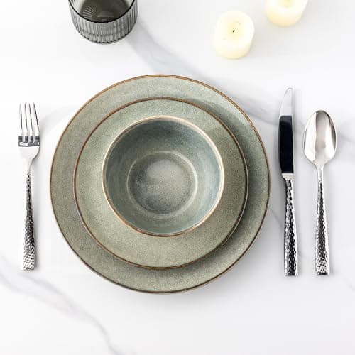 AmorArc Ceramic Dinnerware Set for 4, 12 Pieces Handpainted Stoneware