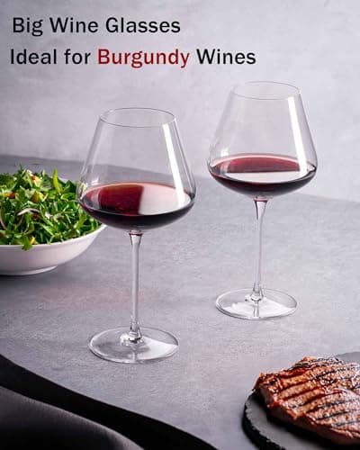 JBHO Lead-Free Crystal Burgundy Wine Glasses - Set of 4, 21 oz