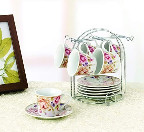 Lorren Home Trends Pink Cups and Saucers