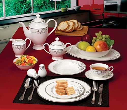 Lorenzo 57-Piece Silver Bone China Dinnerware Set for 8
