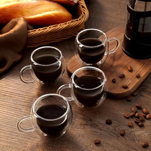 4-Pack 2.5 Oz Insulated Espresso Cups with Handle