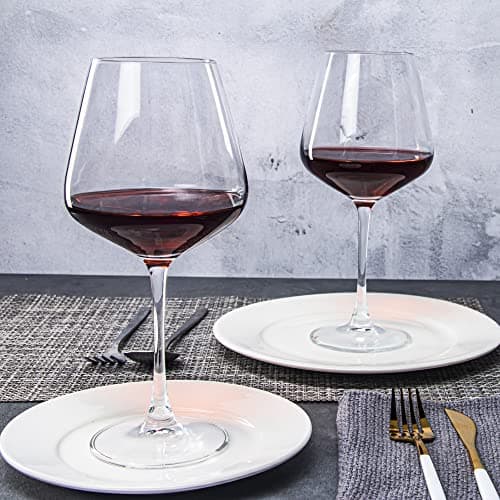 Large Burgundy Wine Glasses Set of 6, 20 oz, Perfect for Wine Tasting, Dinner Parties, Weddings, Birthdays