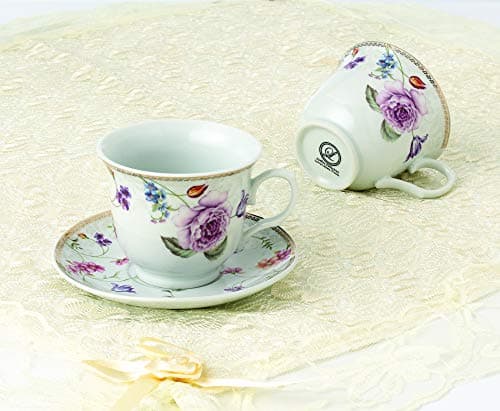Lorren Home Trends 230-2020 Cups and Saucers, Purple