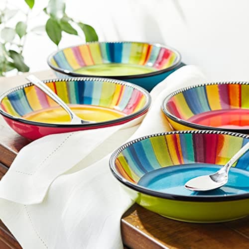 Certified International Sierra 9" Soup/Pasta Bowl, Set of 4 Assorted Designs – Hearty Meals & Vibrant Dinners