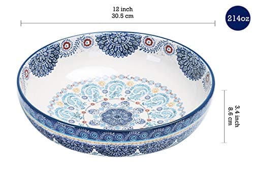 Bico Havana Ceramic Pasta Bowls (Set of 5) - 1 x 214oz, 4 x 35oz - for Pasta, Salad, Microwave & Dishwasher Safe - Housewarming Gift