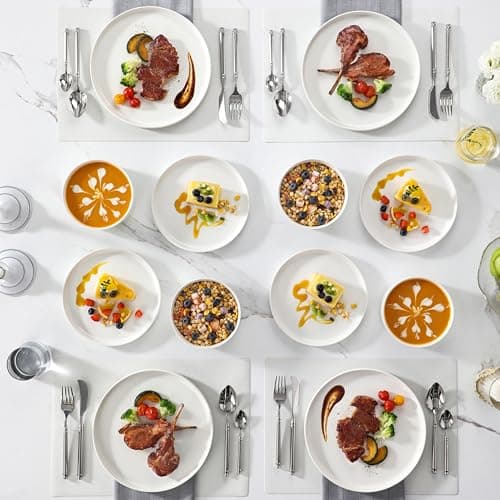 MALACASA LEAH 12-Piece Modern White Porcelain Dinnerware Set, Chip and Scratch Resistant