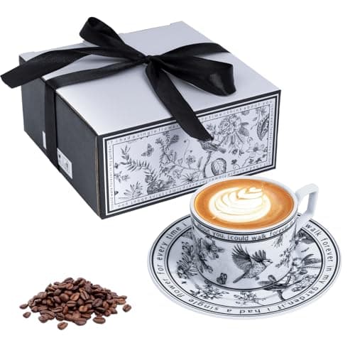 Vintage Floral Ceramic Coffee Cup and Saucer Set - Perfect for Espresso, Tea or Coffee Lovers