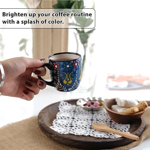 Modern Stackable Ceramic Espresso Cup Set (Green/Blue)