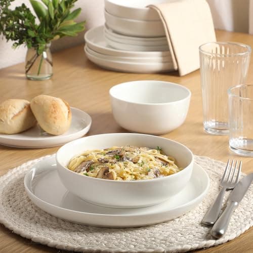 Gibson Home Oslo Porcelain Chip & Scratch Resistant Dinnerware Set, White (16pcs, Service for 4)