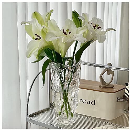 Colorful Green Crystal Clear Glass Vase for Tall Home Centerpieces — Clear