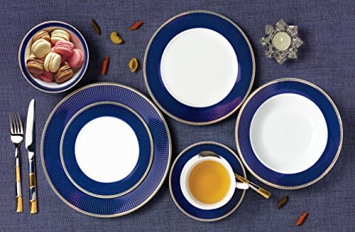 Midnight Blue Bone China Dinnerware Set - 57 Piece Service for 8