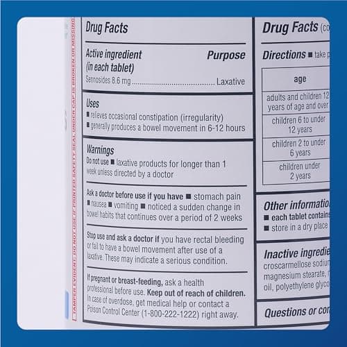 Senna 8.6 mg Natural Vegetable Laxative 1000 Tablets by MAJOR PHARMACEUTICALS (Revised Version)